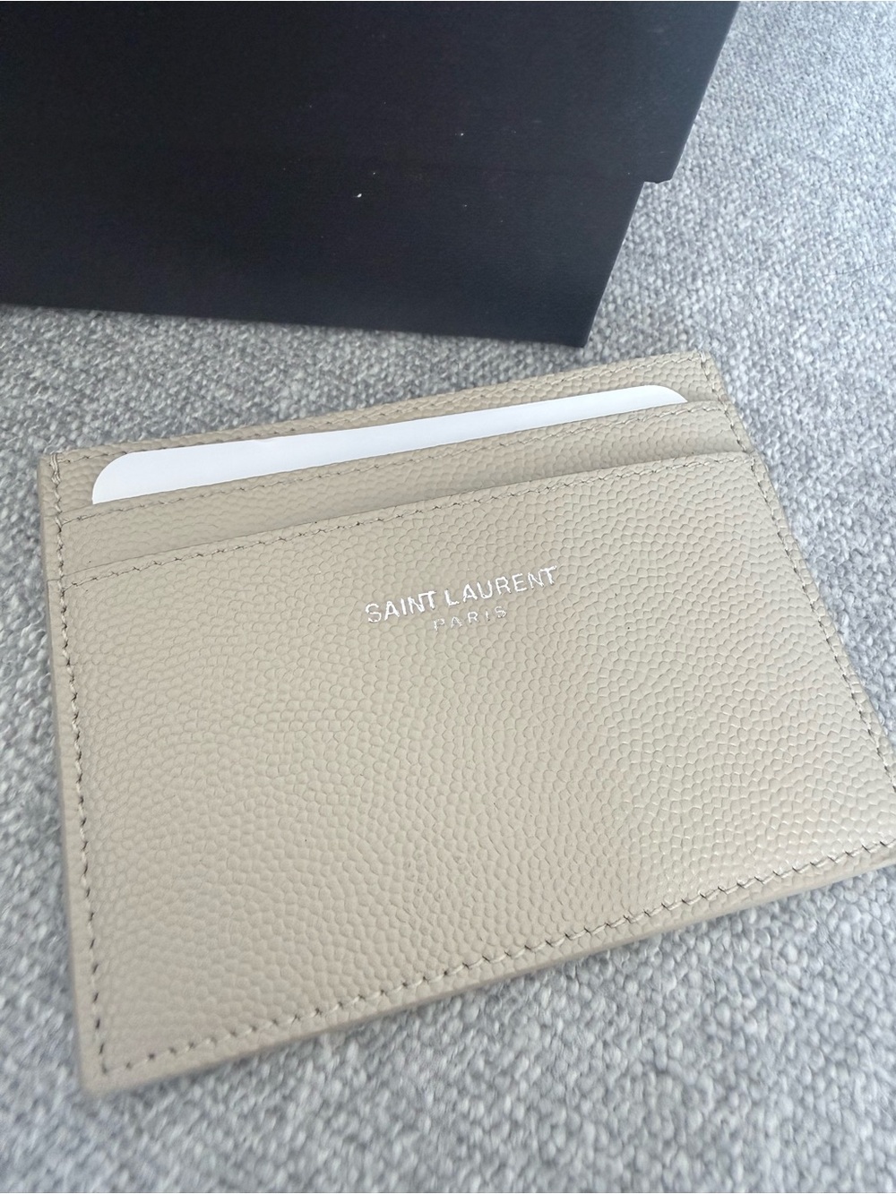 [NEW with BOX] Saint Laurent Beige Leather Card Holder - Picture 2 of 6